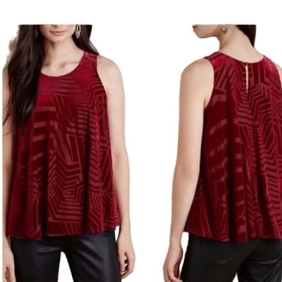 Anthropologie Sunday in Brooklyn Labyrinth Red Velvet Printed Tank SIze Small - Picture 1 of 5